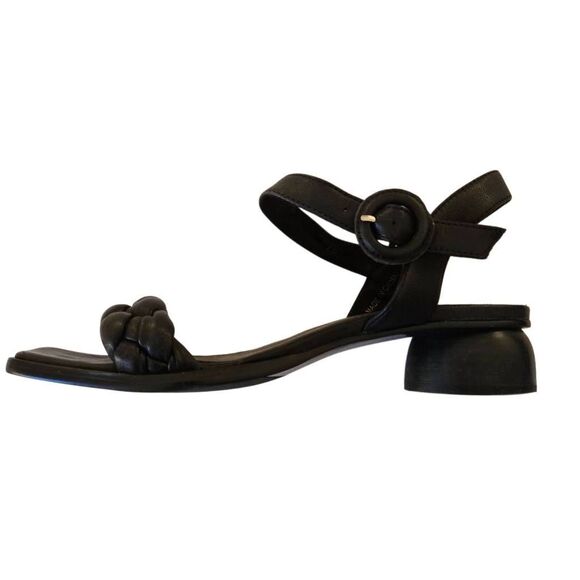 Van Eli Womens Open Toe Braided Strap Block Heel Leather Sandals Black Size 7M - Picture 1 of 11